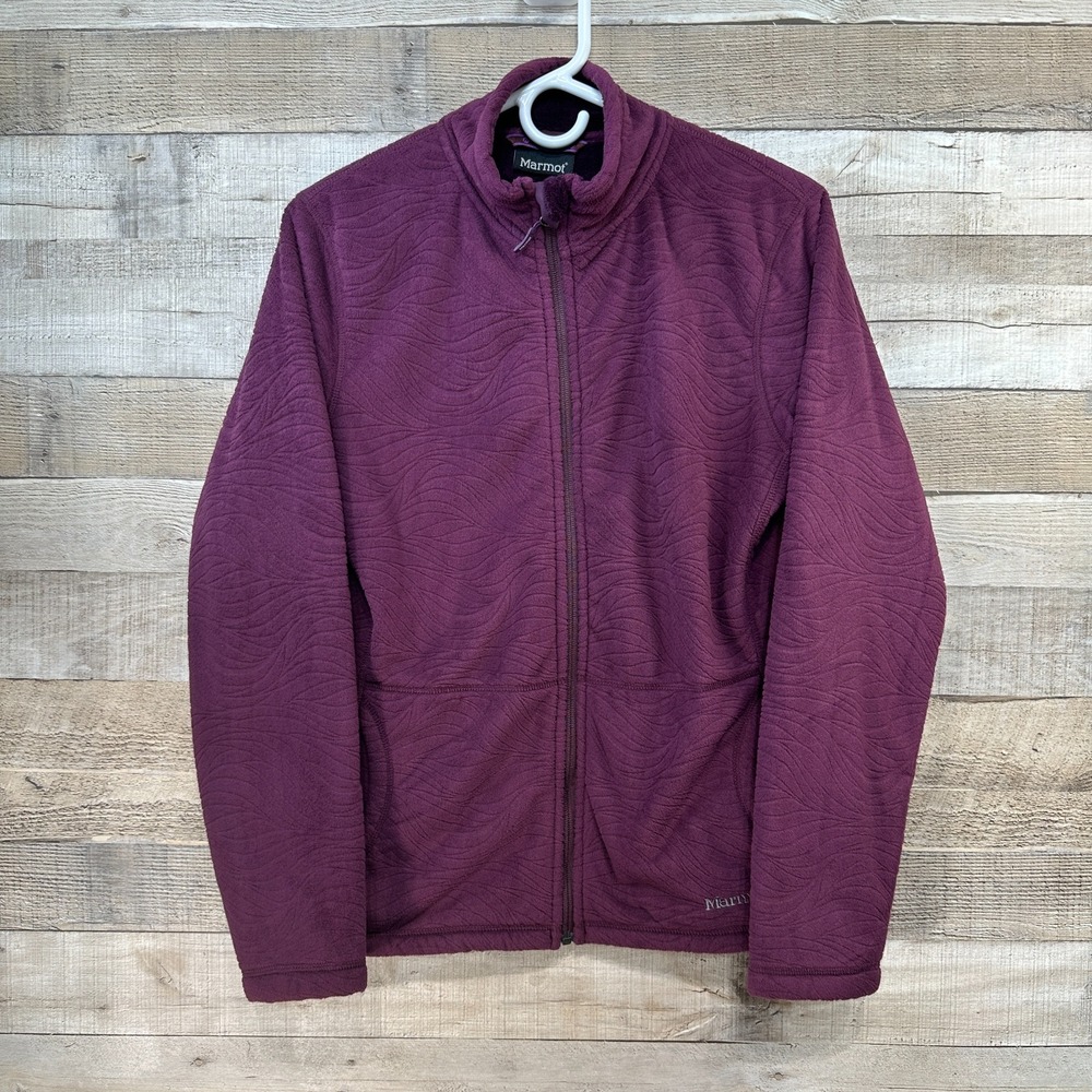 Marmot Women's Purple‎ Fleece Jacket Textured Wave Full Zip Warm Outerwear M